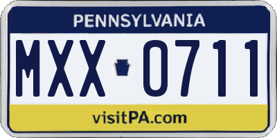 PA license plate MXX0711