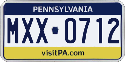 PA license plate MXX0712