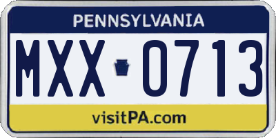 PA license plate MXX0713