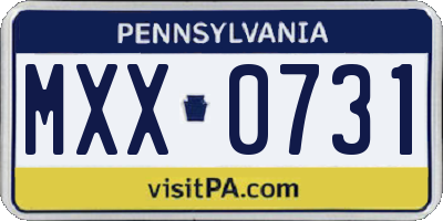 PA license plate MXX0731