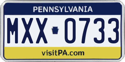 PA license plate MXX0733