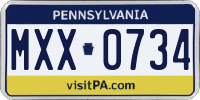 PA license plate MXX0734