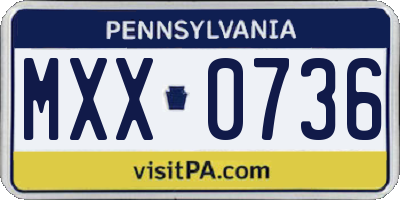 PA license plate MXX0736