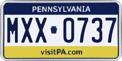 PA license plate MXX0737