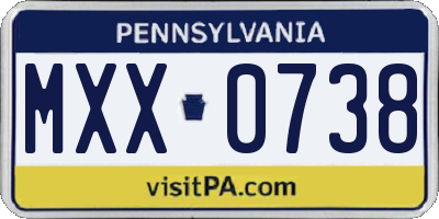 PA license plate MXX0738