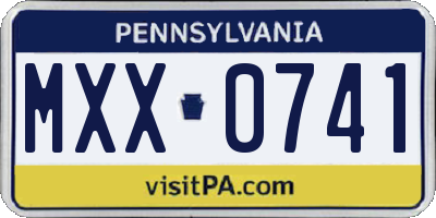 PA license plate MXX0741