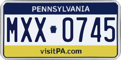 PA license plate MXX0745