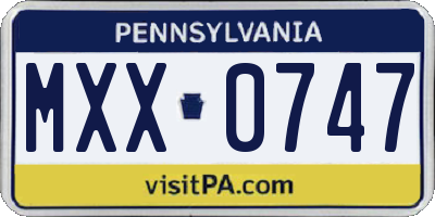 PA license plate MXX0747