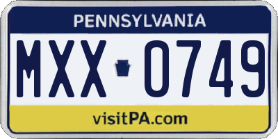 PA license plate MXX0749