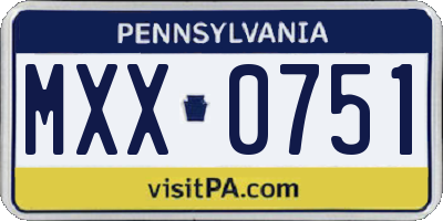 PA license plate MXX0751