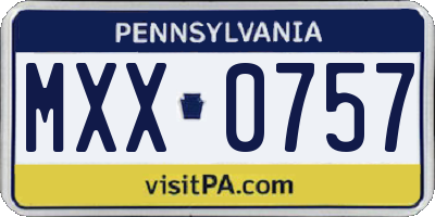 PA license plate MXX0757