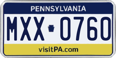 PA license plate MXX0760
