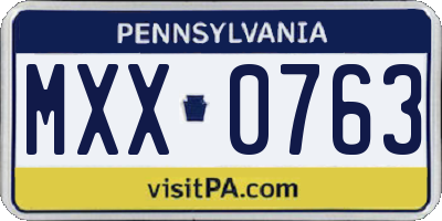 PA license plate MXX0763