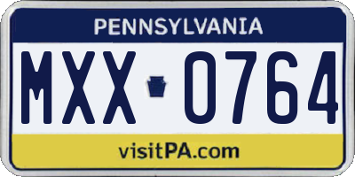 PA license plate MXX0764