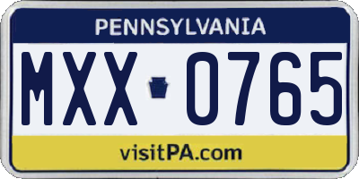 PA license plate MXX0765