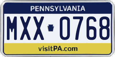 PA license plate MXX0768