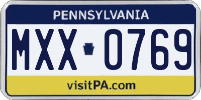 PA license plate MXX0769