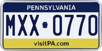 PA license plate MXX0770