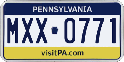 PA license plate MXX0771