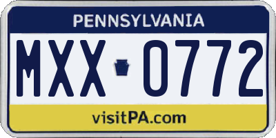 PA license plate MXX0772