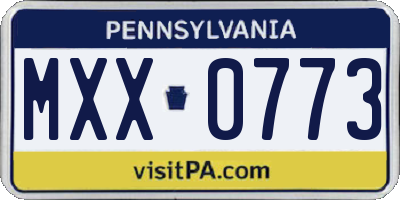 PA license plate MXX0773