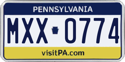 PA license plate MXX0774