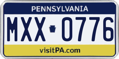 PA license plate MXX0776