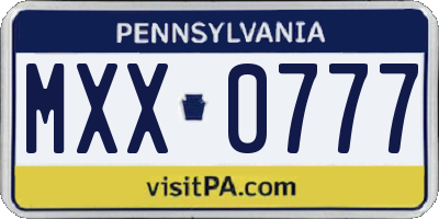 PA license plate MXX0777