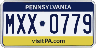 PA license plate MXX0779
