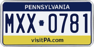 PA license plate MXX0781