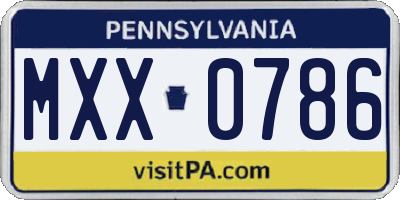 PA license plate MXX0786