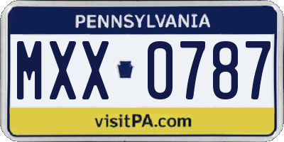 PA license plate MXX0787
