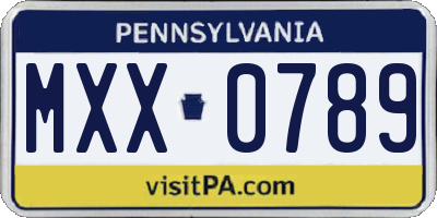 PA license plate MXX0789