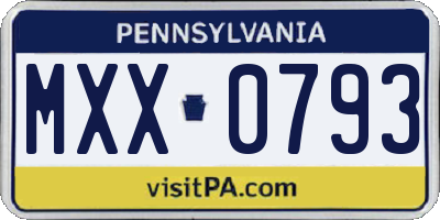 PA license plate MXX0793