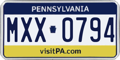 PA license plate MXX0794