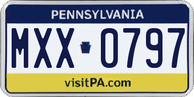 PA license plate MXX0797