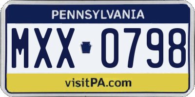 PA license plate MXX0798