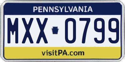 PA license plate MXX0799