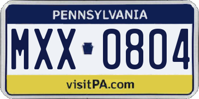 PA license plate MXX0804