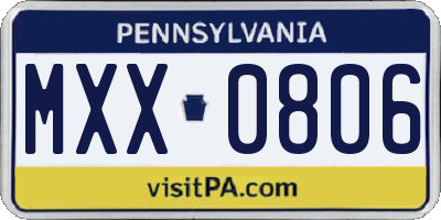 PA license plate MXX0806