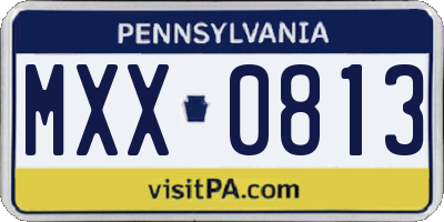 PA license plate MXX0813
