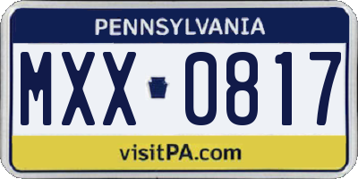 PA license plate MXX0817