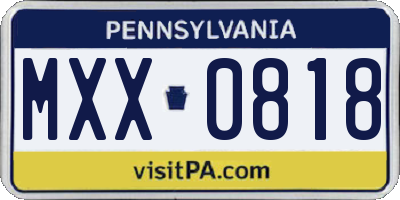 PA license plate MXX0818
