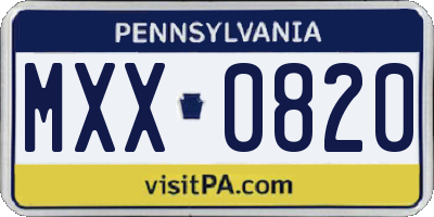 PA license plate MXX0820