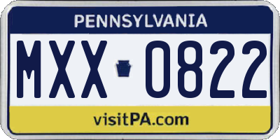 PA license plate MXX0822