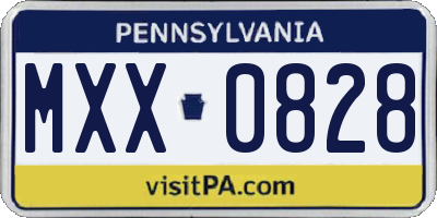 PA license plate MXX0828