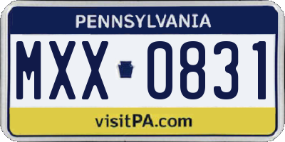 PA license plate MXX0831