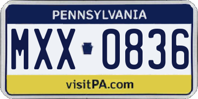 PA license plate MXX0836