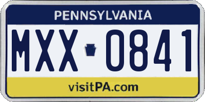 PA license plate MXX0841