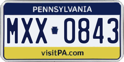 PA license plate MXX0843